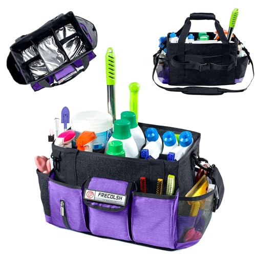 FRECOLSH Cleaning Caddy for Cleaning Suppliers Organizer with Pockets for House Cleaning Essentials, Cleaning Organizer, Wearable Cleaing Bag Tote, Storage Caddy for Housekeeping