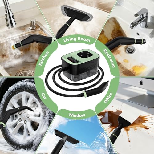 Steam Cleaner, Portable Steamer for Cleaning with 16pcs Accessories, 6-Level Adjustable and 15s Heat-Up, Handheld Steam Cleaner for Home, Tile, Dirt, Grout, Grease, Car Detailing