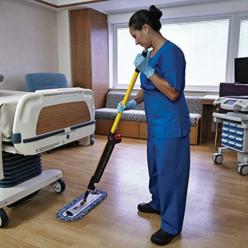 Rubbermaid Commercial Products HYGEN Pulse Single Sided Microfiber Spray Mop Kit for Hardwood/Tile/Laminated Floors Yellow Perfect for Kitchen/Lobby/Bathroom Cleaning