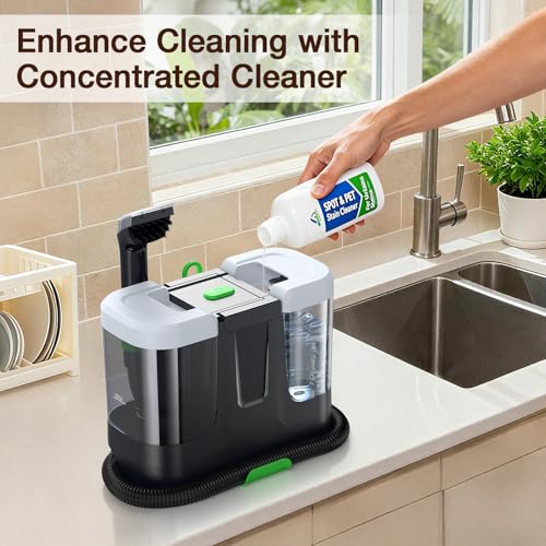 Portable Carpet & Upholstery Cleaner, 18Kpa Carpet Cleaner Machine for Deep Stain Removal, Spot Cleaner for Pet Accidents, Area Rugs, Stairs, Car Upholstery & Couches, Includes Tools & Self-Cleaning