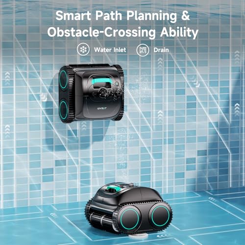 WYBOT C1 Cordless Robotic Pool Vacuum for Inground Pools, Above Ground Pool Cleaner 4-in-1 Wall & Waterline Cleaning Up to 1,621 sq.ft, 150mins Smart App Navigation, Black