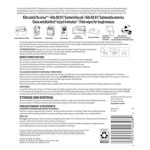 Amazon Basics Disinfecting Wipes, Lemon Scent, Thick All Purpose Cleaning Wipes, Sanitizes/Cleans/Disinfects/Deodorizes, 85 Count