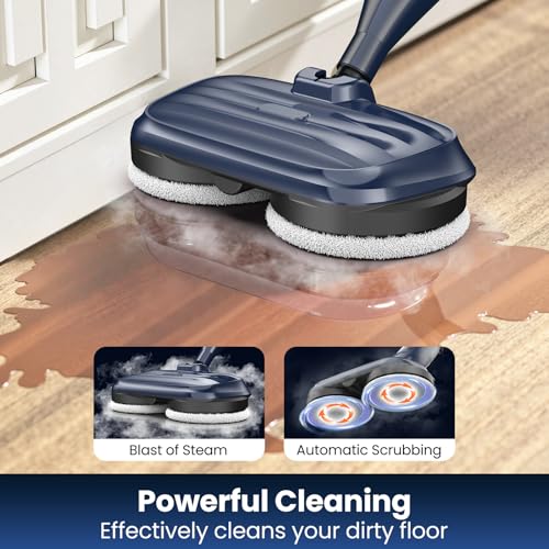 DEVOAC VM6 Scrubbing Steam Mop with Rotating Mop Pads, 10 in 1 Steam Mop, Lightweight Spin Mop & 3 Steam Modes for Hard Floor Laminate Marble Floors (Ink)