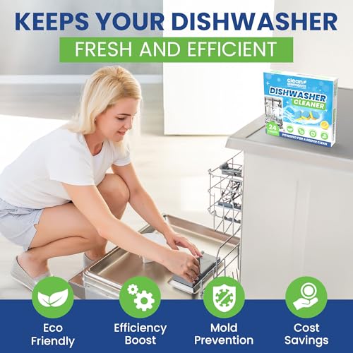 Dishwasher Cleaner Tablets & Deodorizer – 24 Pack (12 Month Supply) Deep Cleaning Descaler Pods, Removes Limescale, Hard Water, Calcium, Grease & Odor, Septic Safe Heavy Duty for Dish Washer