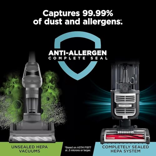 SHARK UV730 Navigator Lift-Away Upright Vacuum, PowerFins HairPro Self-Cleaning Brushroll, HEPA Filter with Anti-Allergen Technology, LED Headlights, Swivel Steering, Gray