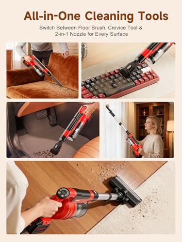 60KPa Cordless Vacuum Cleaner for Home, 700W Pet Vacuum, 70-Min Runtime, Lightweight, Rechargeable 8000mAh Dual Batteries, 2L Dust Cup, LED Display, Anti-Tangle for Pet Hair, Carpet & Hardwood Floors