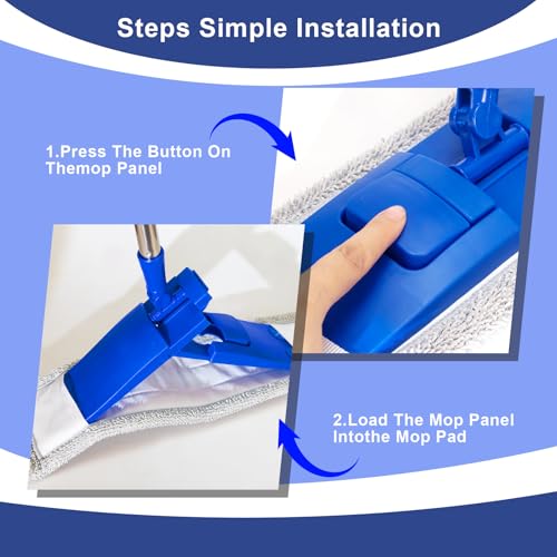 17" Microfiber Mop for Hardwood Floor Cleaning,Mops with 50" Stainless Steel Pole, 1 Reusable & Washable Mop Pad, Wet & Dry Use for Hardwood, Tile, Marble and Vinyl Floors