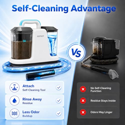 Upholstery Cleaner Machine & Carpet Cleaner | Portable Spot Cleaner with Strong Suction and Scrubbing Brush for Pet Stains, Spills on Couches, Rugs, Mattresses, Car Interiors (White)