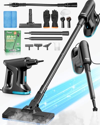 Heavy Duty Steam Mop for Floor Cleaning, 14-in-1 Lightweight Detachable Handheld Steam Cleaner with Multi-Purpose&Powerful, No-Chemical Floor Steamer for Home|Hardwood|Grout|BBQ|Window (Black)