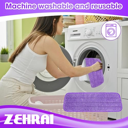 6 Pack Reusable Microfiber Mop Pads for Swiffer PowerMop, 13-16 Inch Spray Mop Replacement Refills, Machine Washable Wet Dry Pads for Hardwood Tile Multi-Surface Cleaning