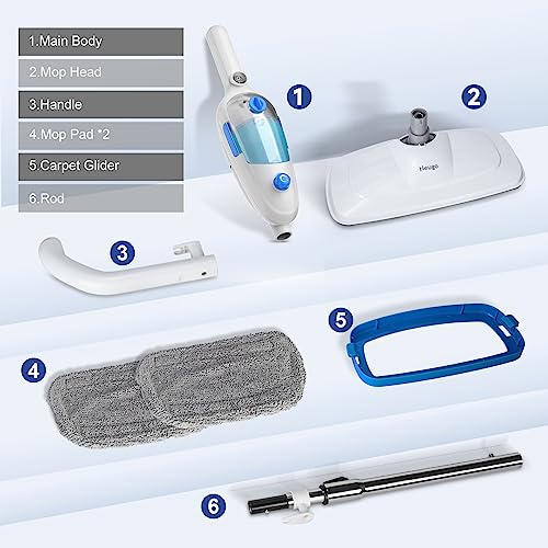 Steam Mop for Hardwood Floor Cleaning, Floor Steamer Cleaner Lightweight for Vinyl, Laminate, Carpet, Tile Hard Floors w/Adjustable Steam Modes & Height, 23ft Cord, 2 Washable Pad
