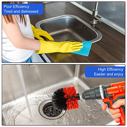 Drill Brush Nylon Drill Brush Attachment Electric Power Scrubber Scrub Brush Multi Purpose Cleaning Supplies for Drill Bathroom Surfaces Tub Grout Shower Kitchen Tile Auto Car (Multicolor, 6 Pcs)