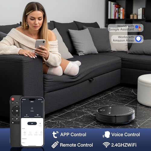 ZC WAS Robot Vacuum and Mop for Pet Hair, 2-in-1 Robot Vacuum Cleaner for Hard Floors&Carpets with 2.87'' Slim Design, Wi-Fi/App/Voice Control, 3D Obstacle Avoidance & Self-Charging