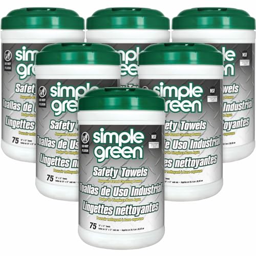 Simple Green 13351CT Safety Towels, 10 x 11 3/4, 75 per Canister (Case of 6)
