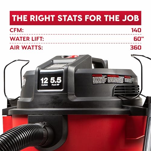 Vacmaster 12-Gallon 5.5 Peak HP Heavy-Duty Wet/Dry Vacuum - VJH1211PF 1101