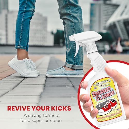 Grandma's Secret Shoe Cleaner - Stain Remover Spray for Rubber, Canvas and Leather - Removes Dirt, Grime and Grass - Sneakers Cleaner for Outdoor Shoes, Slippers and Moccasins 16 oz