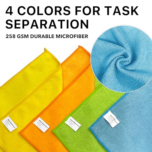 Simple Houseware Microfiber Cleaning Cloth 50 Pack, 12" x 12", 4 Colors