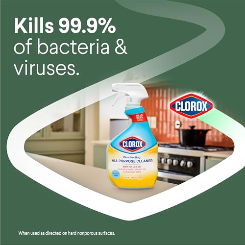 Clorox Disinfecting All Purpose Cleaner, Bleach Free, Crisp Lemon, 32 Fluid Ounces (Pack May Vary)