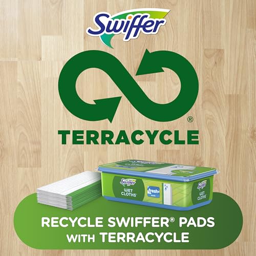 Swiffer Sweep + Mop, Wet Pads Refill, Floor Cleaner for Dirt, Dust, Hair, Cleaning Cloths for Mopping Home, Bathroom, Kitchen, All Purpose Multi-Surface Floor Wipes, Fresh, 24ct