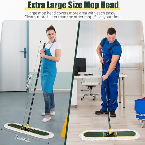 BUVE 24 Inch Commercial Dust Mop Heavy Duty, Dry Wet Dust Broom