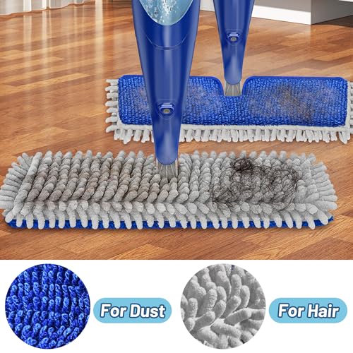 Papclean Spray Mops for Floor Cleaning: Double Sided Dust Mop for Hardwood Wood Tile Floor with Reusable Microfiber Pads - Wet Dry Kitchen Bathroom Cleaning