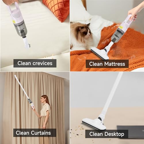 TROURAY Handheld Vacuum Cleaner,Ultra-Lightweight Mini Portable Vacuums for Home, 6 in 1 Stick Vac Cleaners for Car,Pet Hair(Green Cordless)