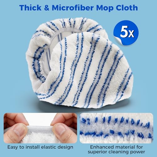 Masthome Extra Large Microfiber Mop for Floor Cleaning, 16“ Flat Mop with 5 Pad for Wet & Dry Use, Dust Mop for Hardwood Laminate Tile Ceramic, 1 Cleaning Scraper Included-Blue