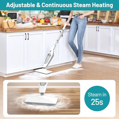 PEEH Steam Mop for Floor Cleaning, 12 in 1 Handheld Steam Cleaner for Home, Floor Steamer for Hardwood Windows Tile Laminate Shutter & Clothes with Attachments (grey)