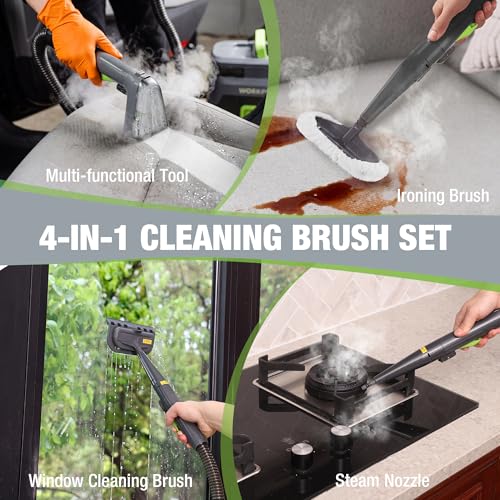 WORKPRO Portable Steam Carpet & Upholstery Cleaner Machine, 16KPa Suction with 4 Cleaning Modes, Spot Cleaner Machine with Heating System and Multi-Function Tools for Sofa, Pet Stains & Car Interior