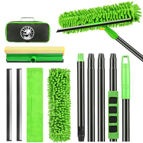 Stemni 4-in-1 Window Cleaning Kit with Storage Bag, 79'' Window Squeegee Cleaner Tool with Extension Pole, Professional Window Washing Equipment for Home, Outdoor Windows, Glass, Shower, Commercial
