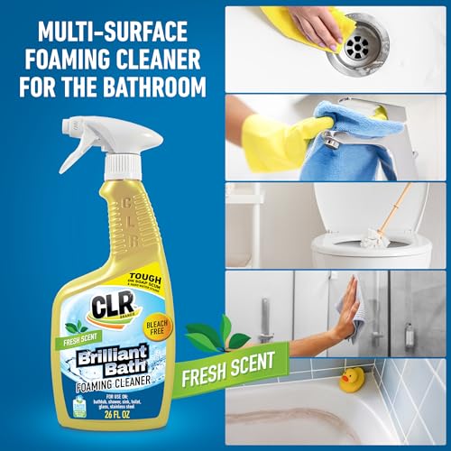 CLR Brilliant Bath Foaming Bathroom Cleaner Spray - For Use On Toilet, Bath, Shower, Sink, Glass, Stainless Steel - Fresh Scent, 26 Fl Ounce Bottle (Pack of 4)