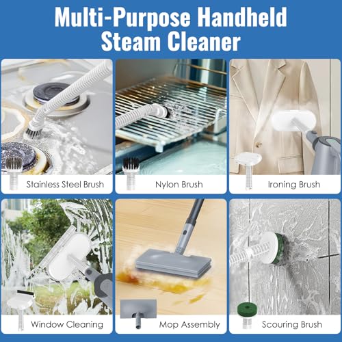 FEPPO Steam Mop & Detachable Handheld Steam Cleaner for Home and Floor Cleaning, 15s Heat-Up, 230°F Floor Steamer for Deep Cleaning with Multi-purpose Attachments Hardwood Floors, Tile,Grout,Furniture