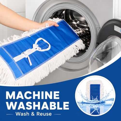 24 Inch Industrial Cotton Dust Mop Head Refill, Dust Mop Replacement Head for Commercial & Home Use, Heavy Duty Replacement for Office & Industrial Use, Machine Washable 1pc