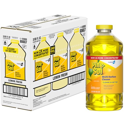 CloroxPro Pine-Sol Multi-Surface Cleaner, Clorox All Purpose Cleaner, Tackles Allergens, Odor, Dirt, Grime and Grease, Lemon Fresh, 80 fl. oz., Pack of 3