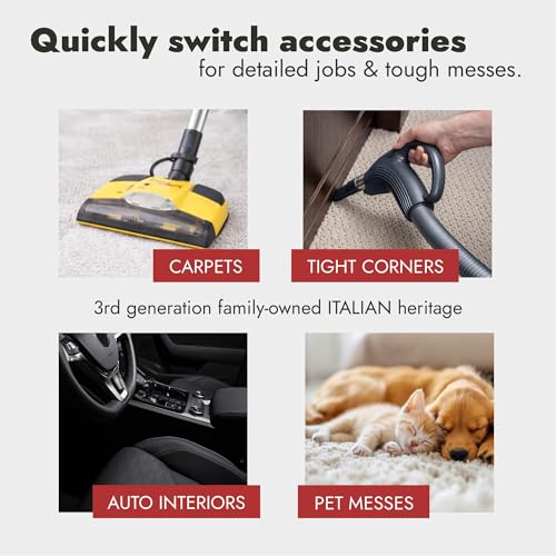 Vapamore MR-500 Vento Canister Vacuum, Professional-Grade Vacuum System with Turbo Pet Brush, Adjustable Suction, Extended Reach and 26’ Power Cord