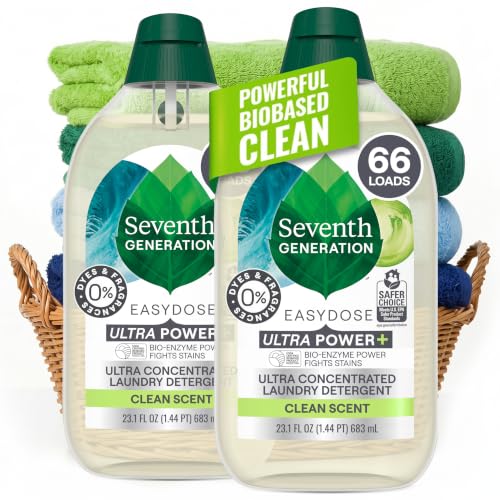 Seventh Generation Laundry Detergent Ultra Concentrated Clean Scent oz 2 Pack 132 Loads, Clear, Power Plus, 23.1 Ounce