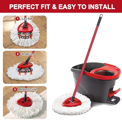 4 Pack Mop Heads Replacements for O-Ceda Easy Wrin Spin System, Microfiber Refills, Easy Cleaning Mop Repalce Head