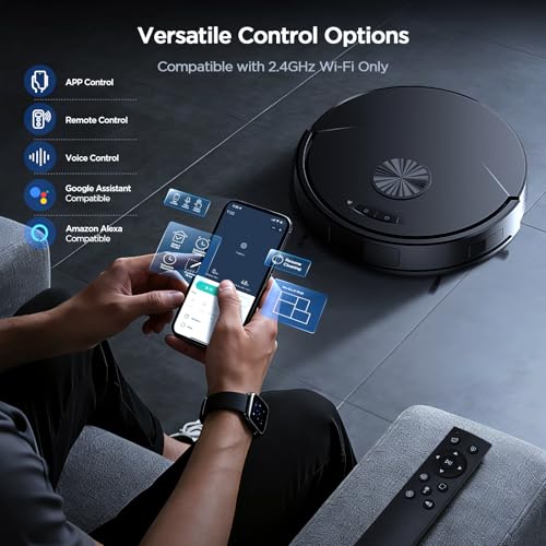 UMMUND Robot Vacuum and Mop Combo, 8000Pa Strong Suction 2 in 1 Vacuum Robot with Mopping, with Schedule, Wi-Fi/App/Remote, Self-Charging, Slim, Ideal for Hard Floor, Pet Hair, Low-Pile Carpet