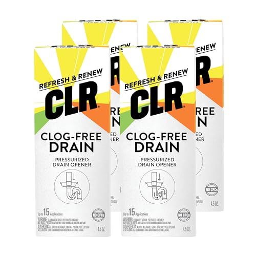 CLR Clog Free Drain Pressurized Drain Clog Remover - For Use on Sinks, Showers, Bathtubs, Toilets and More, 4.5 Ounce Aerosol Can (Pack of 4)
