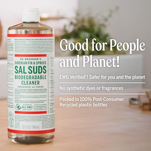 Dr. Bronner's Sal Suds Biodegradable Cleaner (Fir & Spruce, 1 Gallon) – All-Purpose Pine Mop Soap & Detergent for Floors, Multi-Purpose Household Formula, Dish Degreaser & Laundry Use