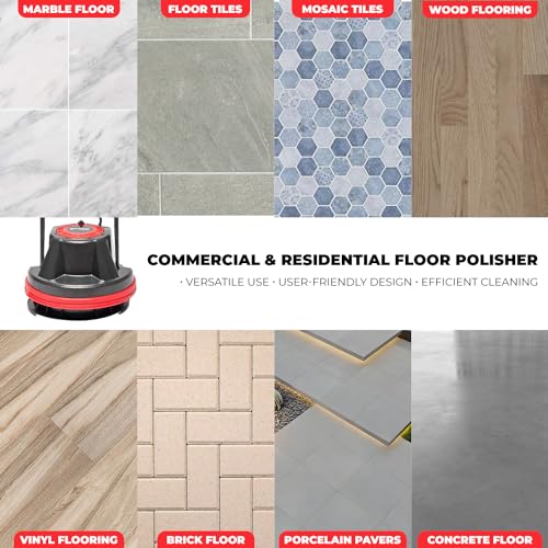 XtremepowerUS 10" Heavy Duty Commercial Pad Polisher Orbiter Hard Floor Buff Cleaner Machine, Wide Cleaning Path Floor Cleaning, 39ft Cord