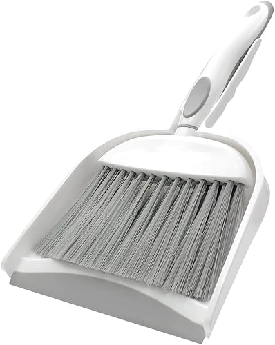 Dust pan, Small Broom and Dustpan Set, Mini Dustpan and Brush Set, Small Hand Broom with Dust Pan for Desk Table Cat Litter - Compact Hand Broom for Kitchen Counter Crumbs, RV Living Essentials (Gray)