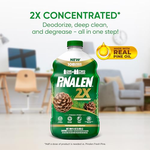 PINALEN 2X Max Aromas Concentrated Multipurpose Cleaner - Fresh Pine Scent - 108 fl oz - All Purpose Cleaner for Kitchen, Bathroom, Floors & Outdoors