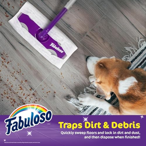 Fabuloso Dry Cloths Sweeping Pads, 16 Count, Disposable Dry Cloths for Use with Fabuloso Dry and Wet Sweeper, Traps and Locks Dirt, Dust, and Hair, 10.4 x 8 Inches Each - 2 Pack