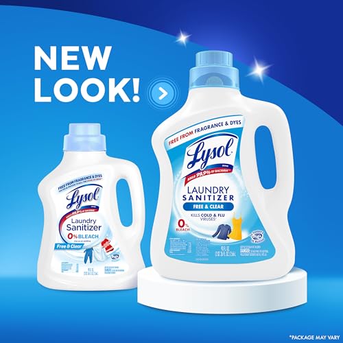 Lysol Laundry Sanitizer Additive, Free & Clear, Free from Fragrance and Dyes, 0% Bleach Laundry Sanitizer, Bacteria-causing Laundry Odor Eliminator, Unscented, 90 Fl Oz (Pack of 1) - Package May Vary