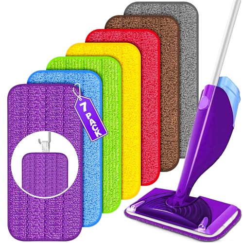 FORSPEEDER Reusable Mop Pads for Swiffer WetJet, Wet Pads Refills for 12'' Spray Mop, Microfiber Refill Machine Washable Up to 100+ Floor Cleaning for All Kinds of Floor Types, 7 Pack