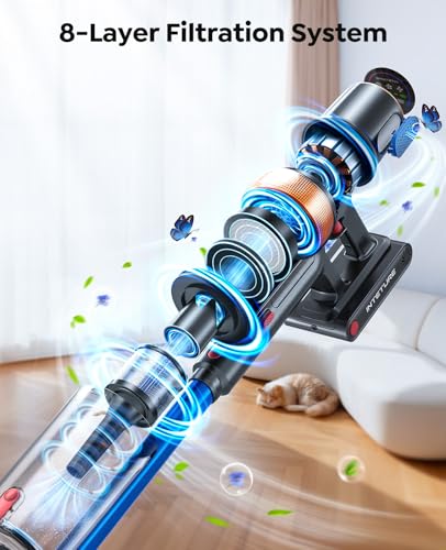 Cordless Vacuum Cleaner, 650W 55KPA 70Mins Vacuum Cleaners for Home, Upgraded Stick Vacuum with Mattress Cleaning Tool, Wall Mount Charging, Auto Mode, Self-Standing Vacuum for Pet Hair/Floors/Carpets
