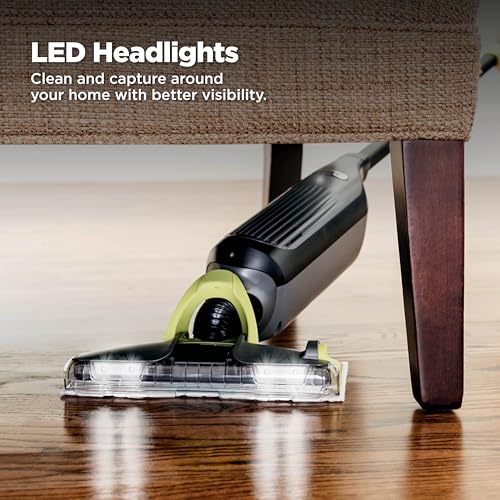 Shark VACMOP Cordless Hard Floor Cleaner, Vacuum and Spray Mop, Powerful Suction, Lightweight, LED Headlights, Includes 4 Disposable Pads, 12oz Multi-Surface Cleaning Solution, Gray, VM252