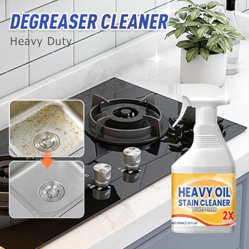 Kitchen Heavy Oil Cleaner Spray,3.38 Oz All Purpose Kitchens Heavy Oil Cleaning Agent, Grease Remover,Kitchen Degreasing Cleaning Spray for Stove,Oven,Dishwasher,Appliances (1PC With 2 Sponge)