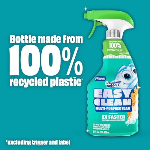 Scrubbing Bubbles Easy Clean Foaming Bleach-Free Bathroom All Purpose Cleaner, Fast-Acting Foam Cleans Limescale, Dirt and Grime on Showers, Sinks, Toilets, Tiles, Counters, & More, 32oz Spray